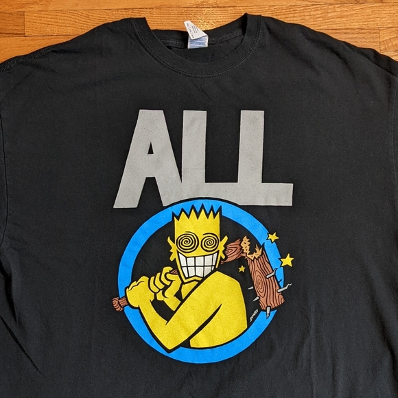 Punk Rock Band Shirt ALL Allroy Broken Bat adult 2XL XXL black Gildan Men's 90s - Picture 3 of 10